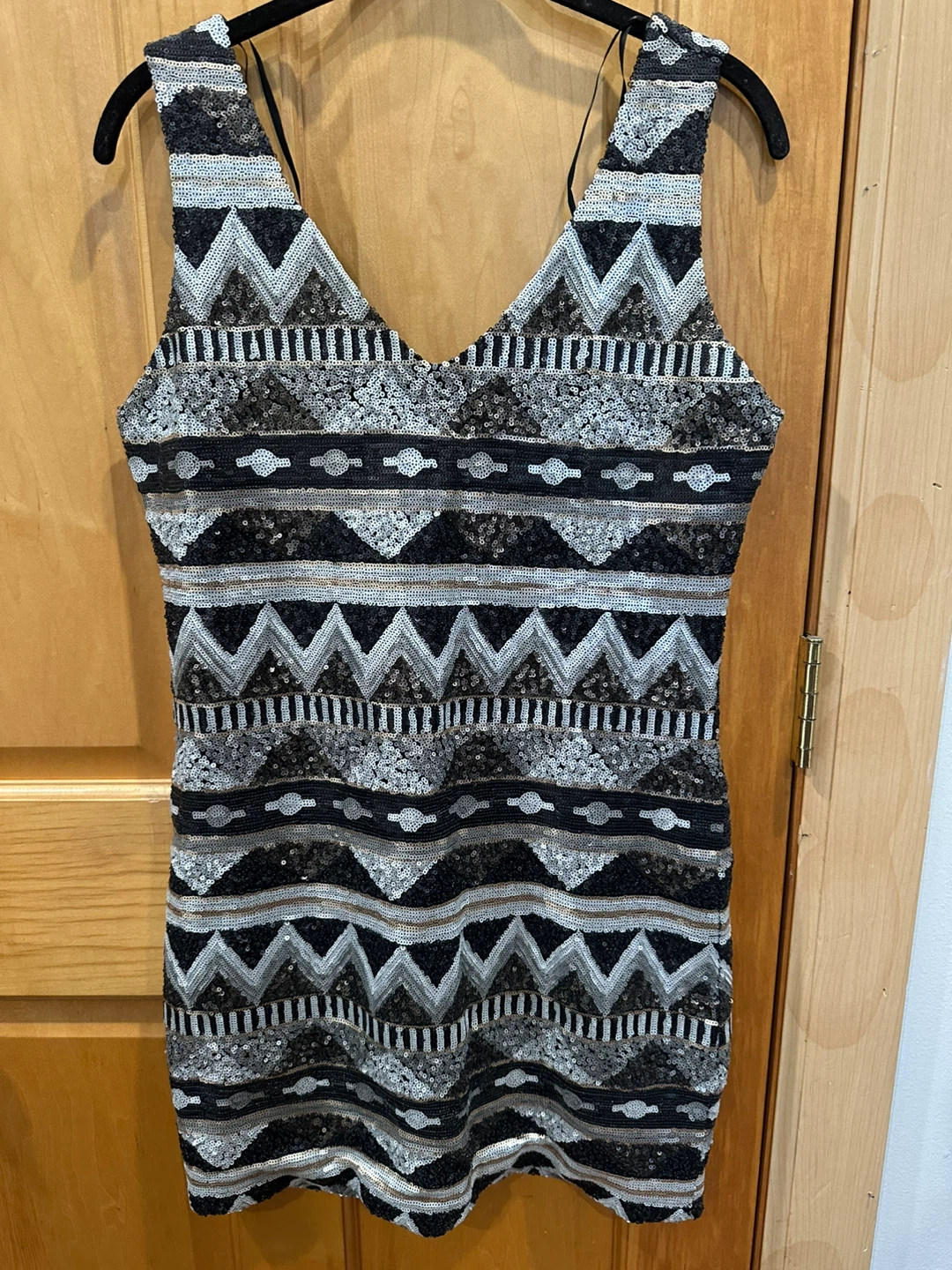 Sparkly Geometric Print Mini Dress