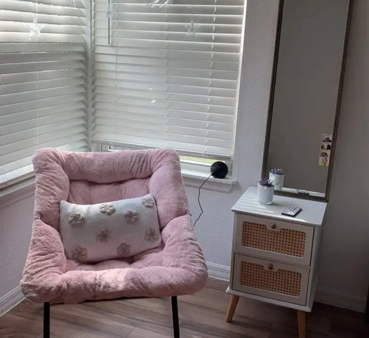 Pink Faux Fur Accent Chair