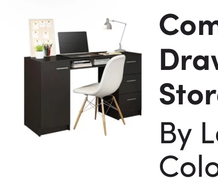 Dark Brown Computer Desk with Drawers and Storage