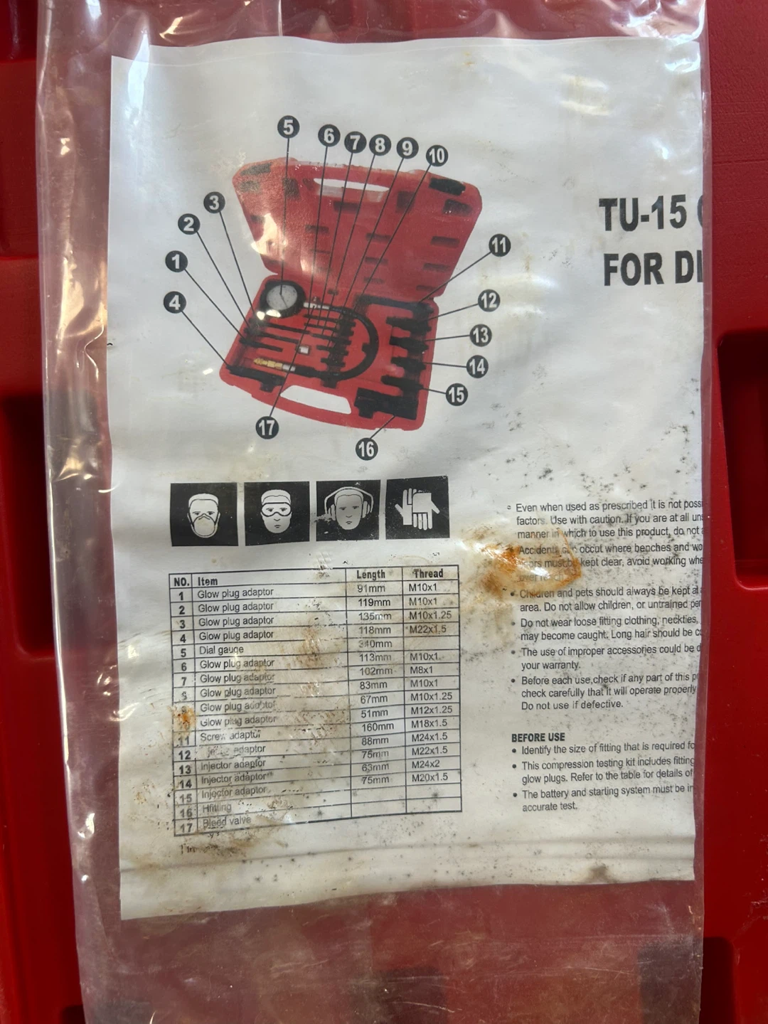 TU-15 Diesel Engine Compression Tester Kit - photo 4