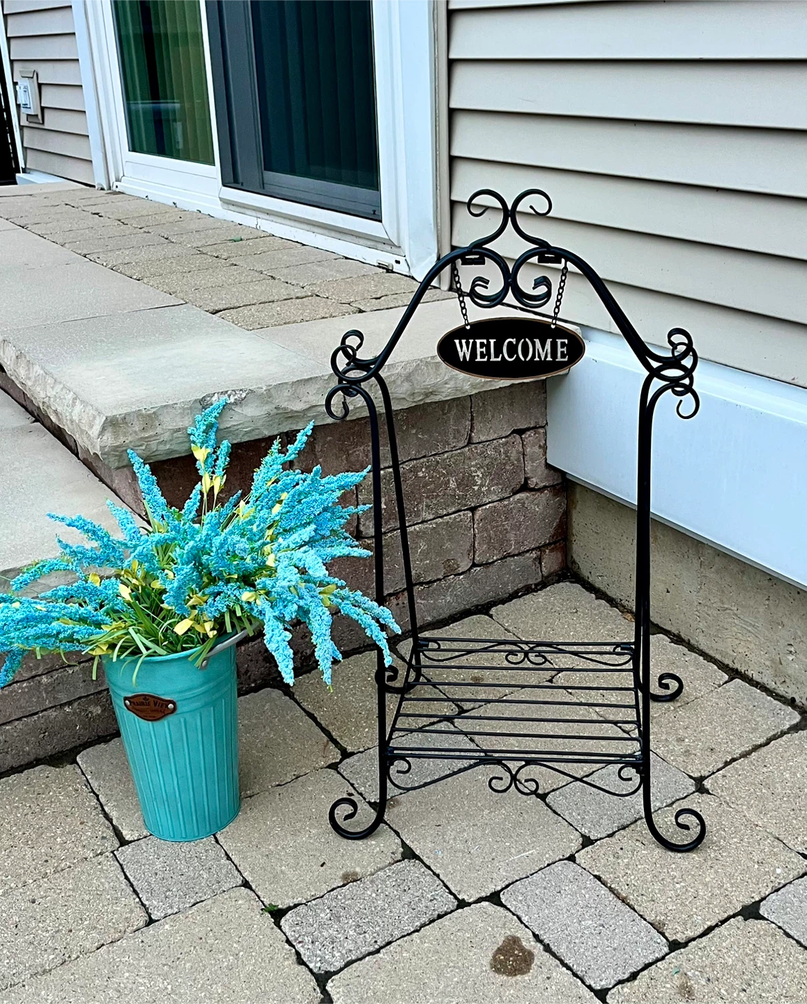 BKACK FOLDABLE WELCOME FLOWER/PLSNT STAND