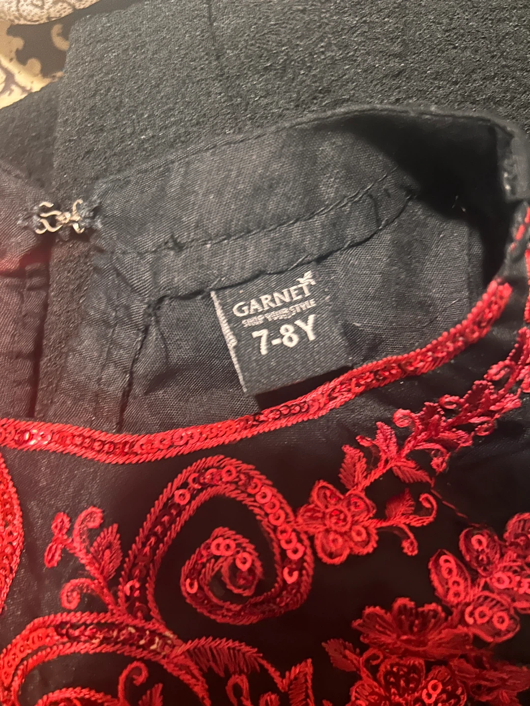 Garnet Black & Red Embroidered Tunic 7-8Y - photo 3