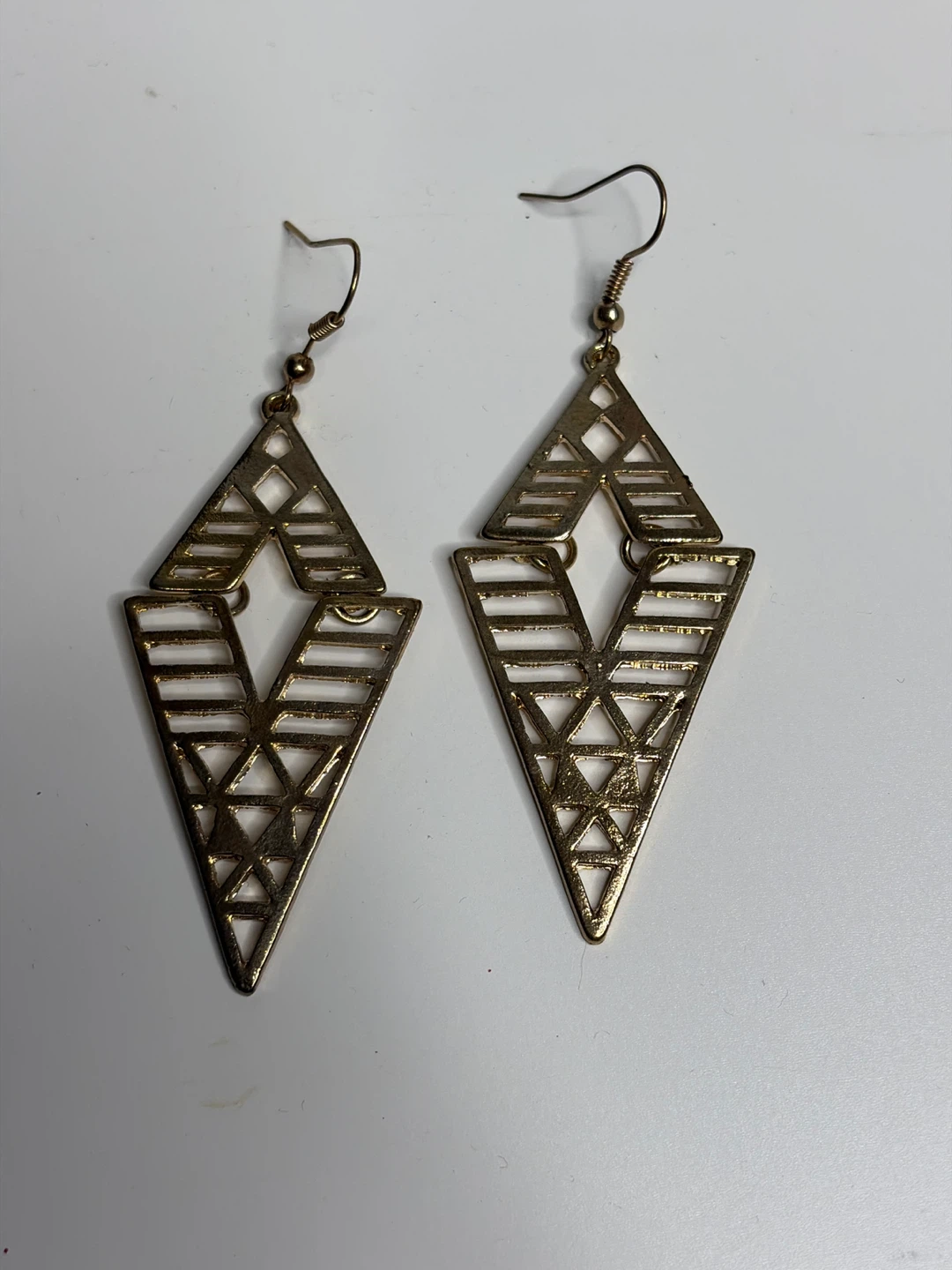 Geometric Dangle Earrings Gold Tone