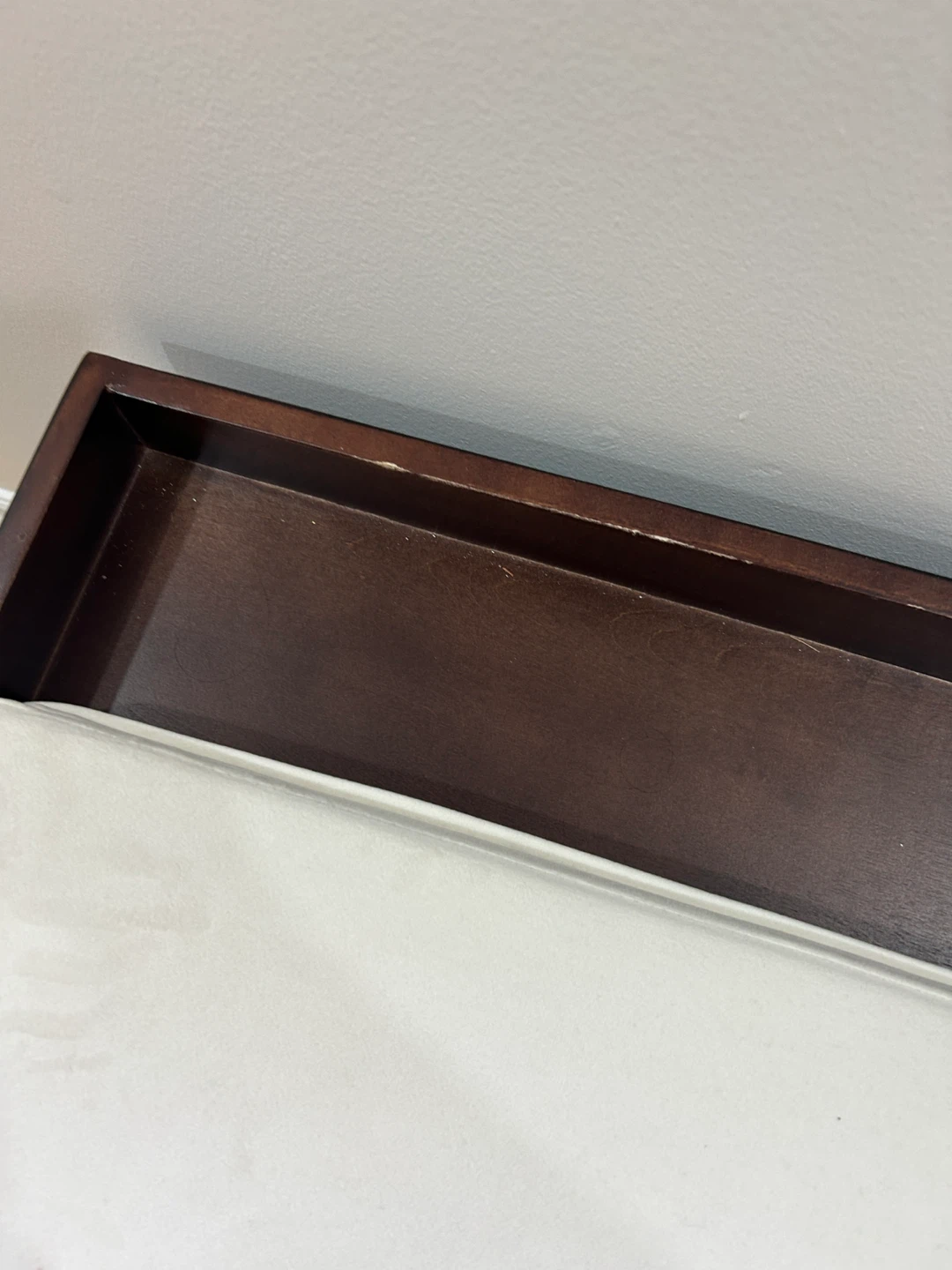 Dark Wood Storage Bench with White Cushion - photo 3