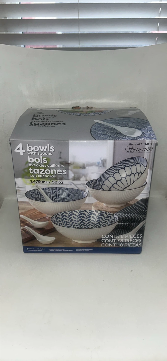 Signature Housewares 4 bowls 4 spoons set