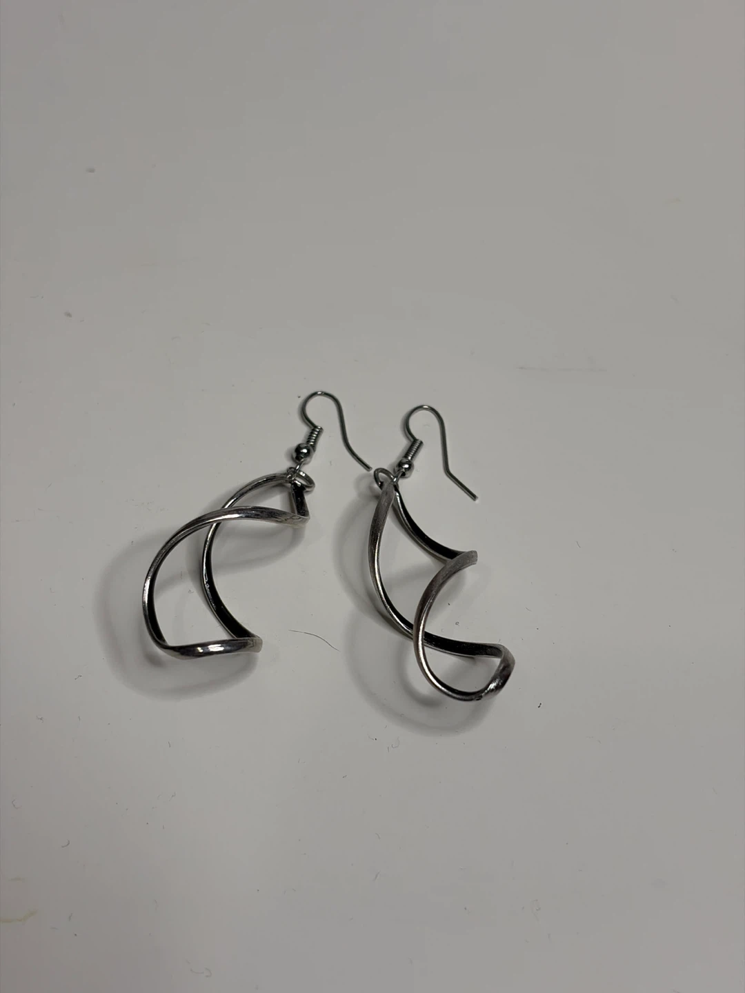 Silver Tone Spiral Dangle Earrings