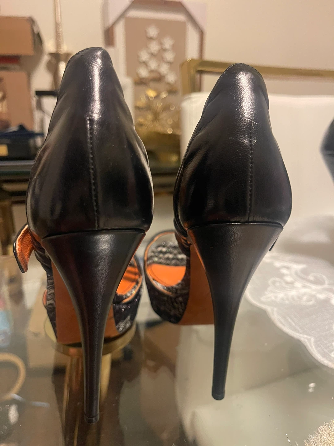 Missoni Women's Black Orange Zig Zag Heels Size 37 - photo 5
