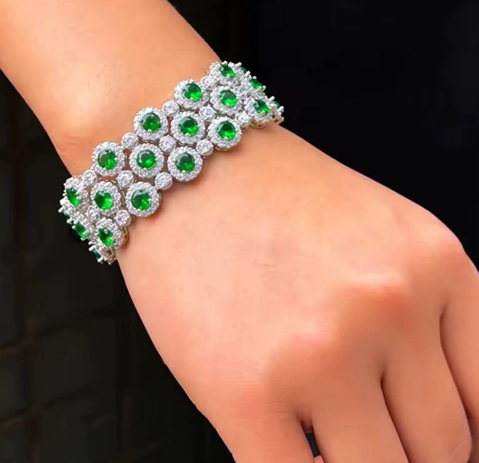 Sparkling Green & White Gemstone Bracelet