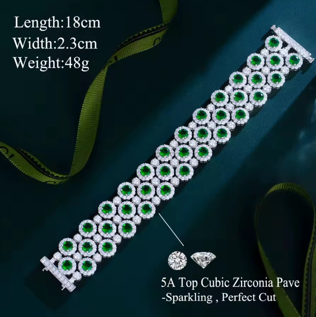 Sparkling Green & White Gemstone Bracelet - photo 3