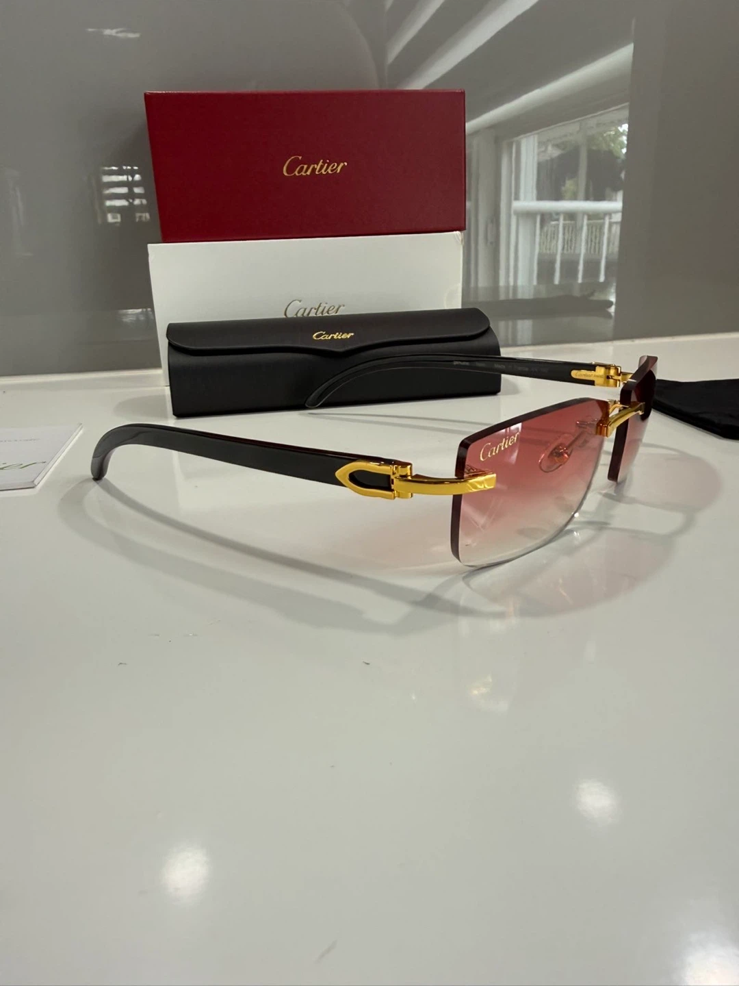 Cartier Rimless Sunglasses with Red Gradient Lenses - photo 2