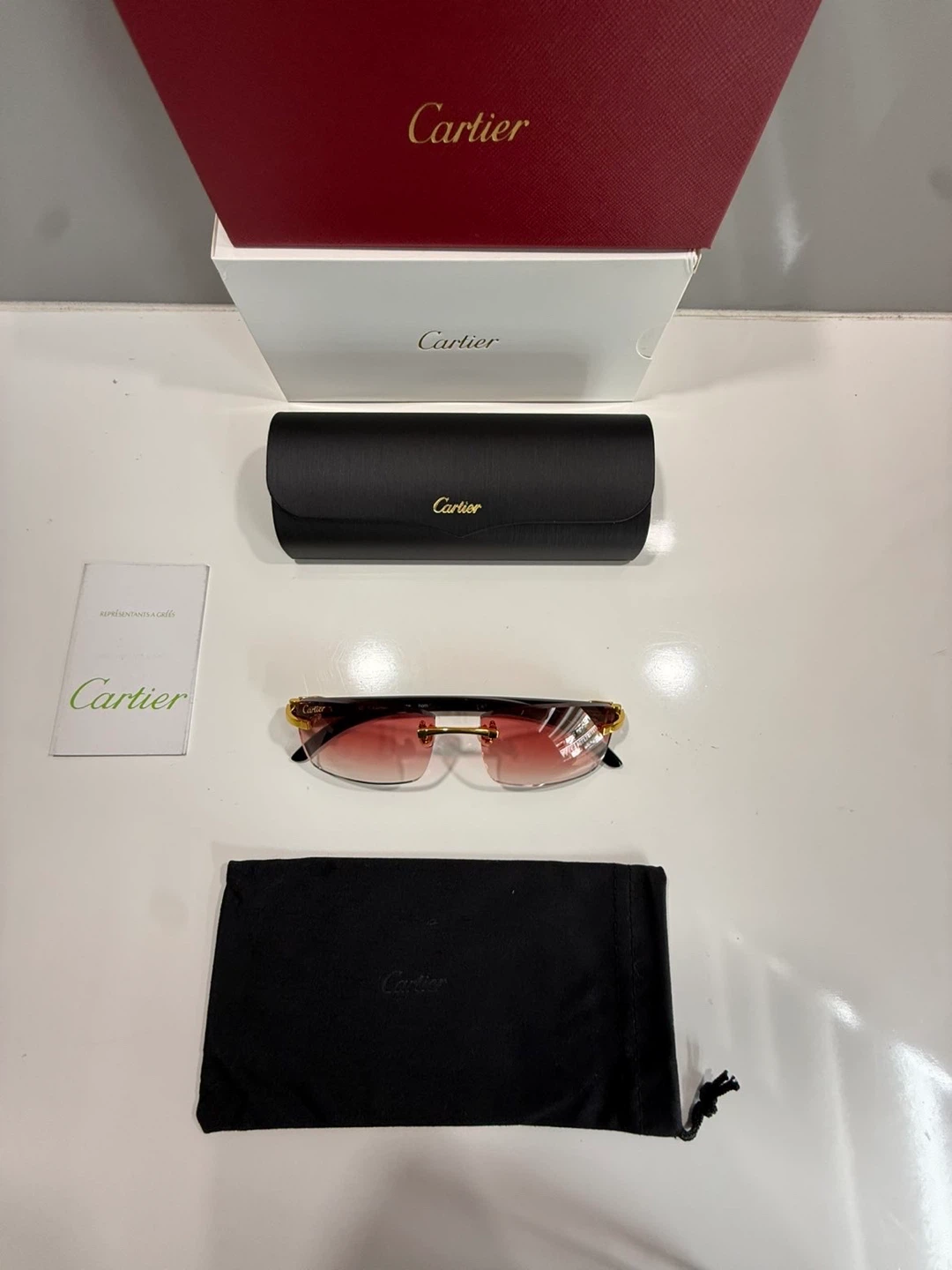 Cartier Rimless Sunglasses with Red Gradient Lenses - photo 5