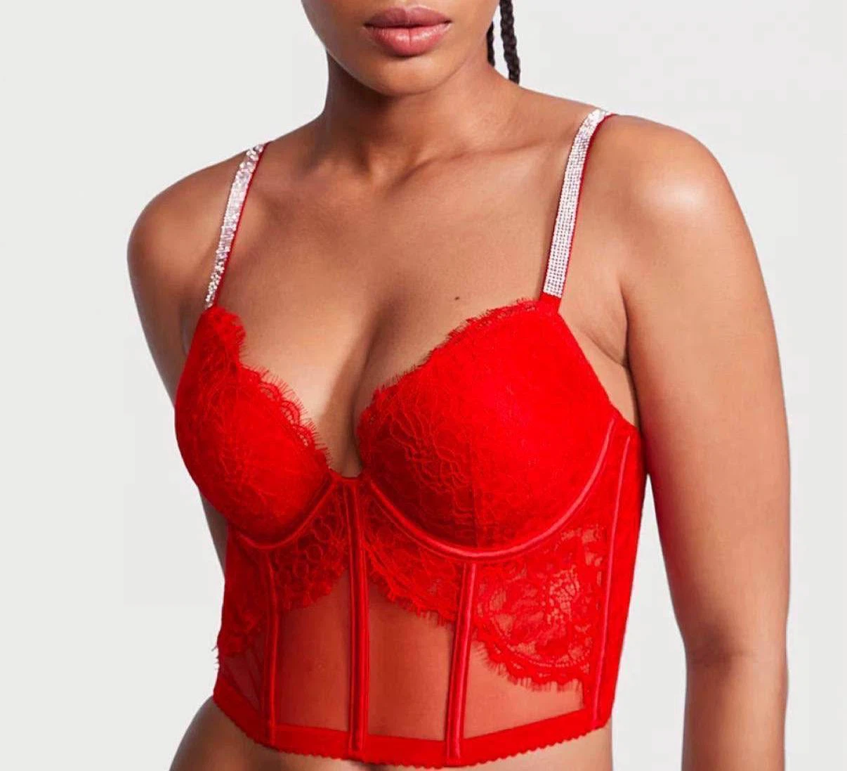 Victoria's Secret Red Lace Corset push up, 38 DD(E) - photo 2
