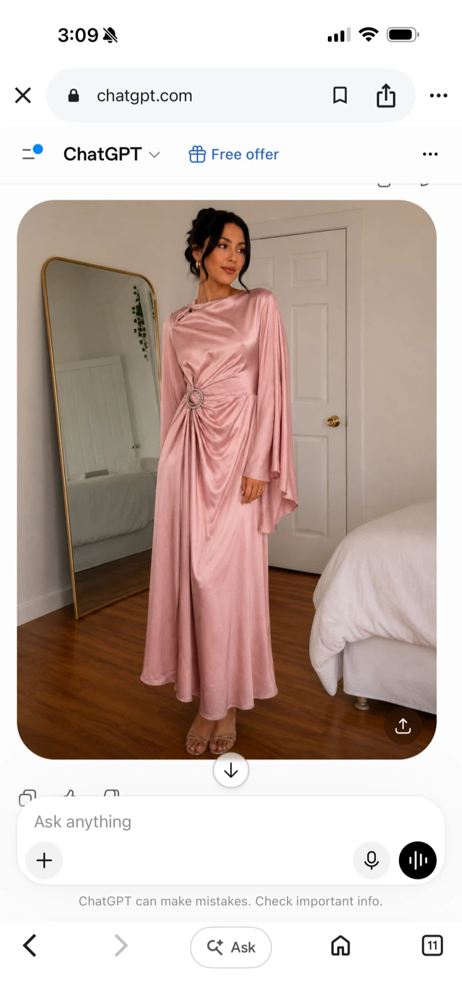 Pink Satin Long Sleeve Maxi Dress