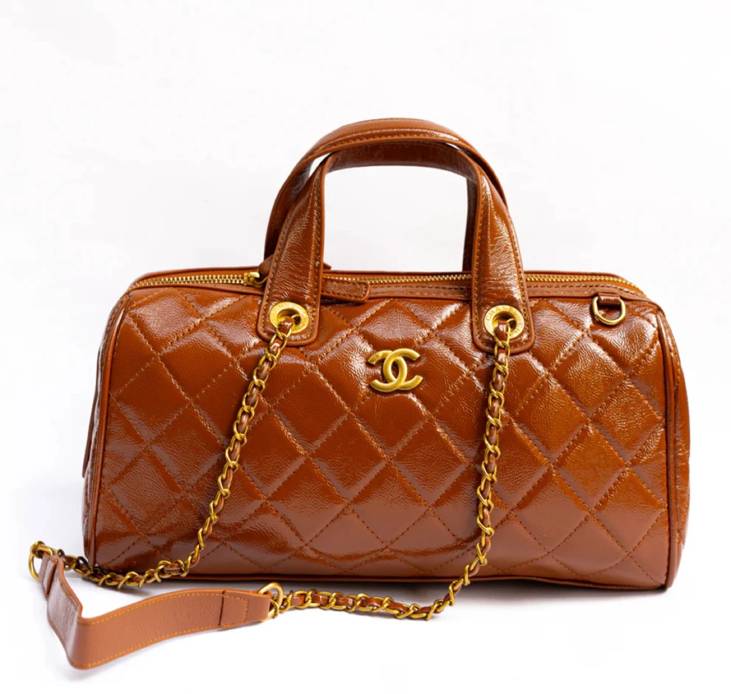 Chanel Quilted crumpled calfskin Leather Boston Bag