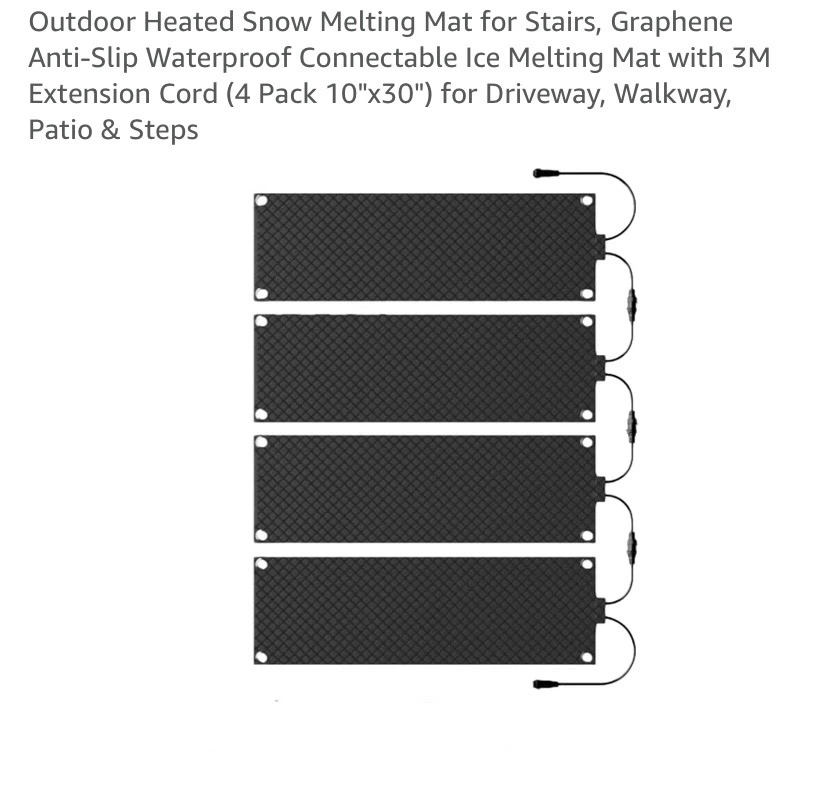 New 4 Outdoor Heated Snow Melting Mats for Stairs