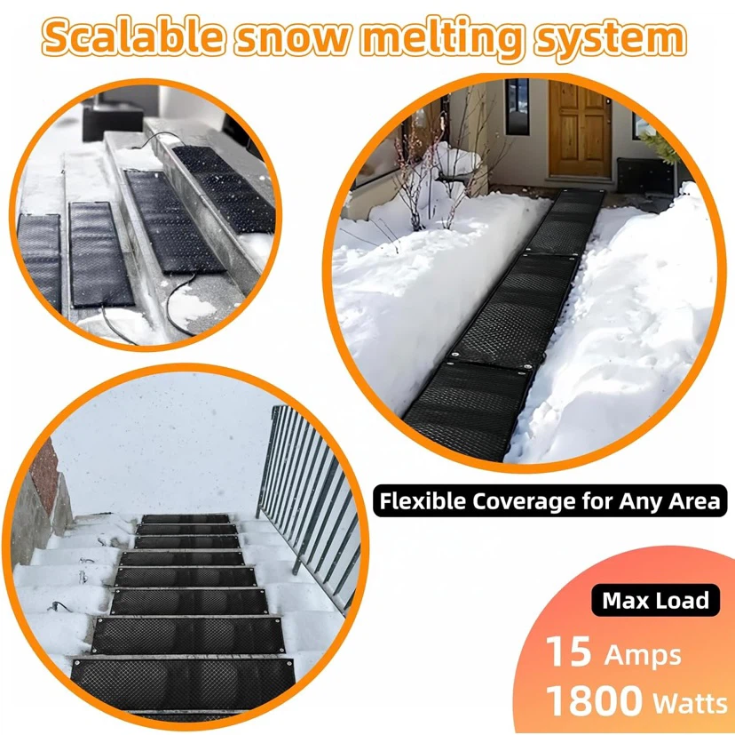 New 4 Outdoor Heated Snow Melting Mats for Stairs - photo 5
