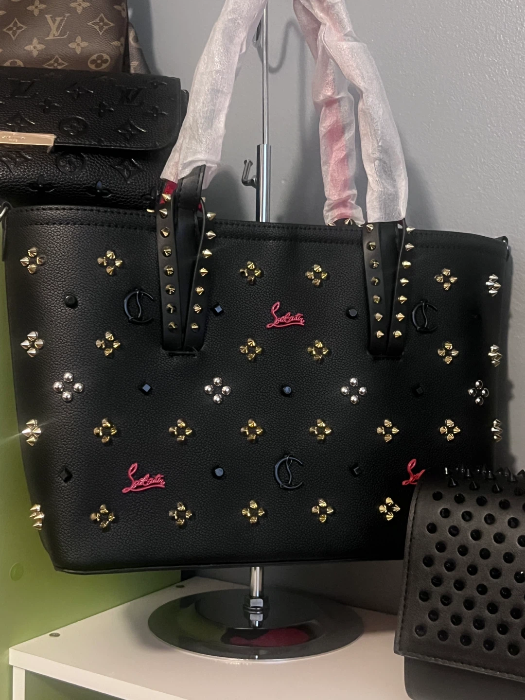 Christian Louboutin Black Studded Tote Bag
