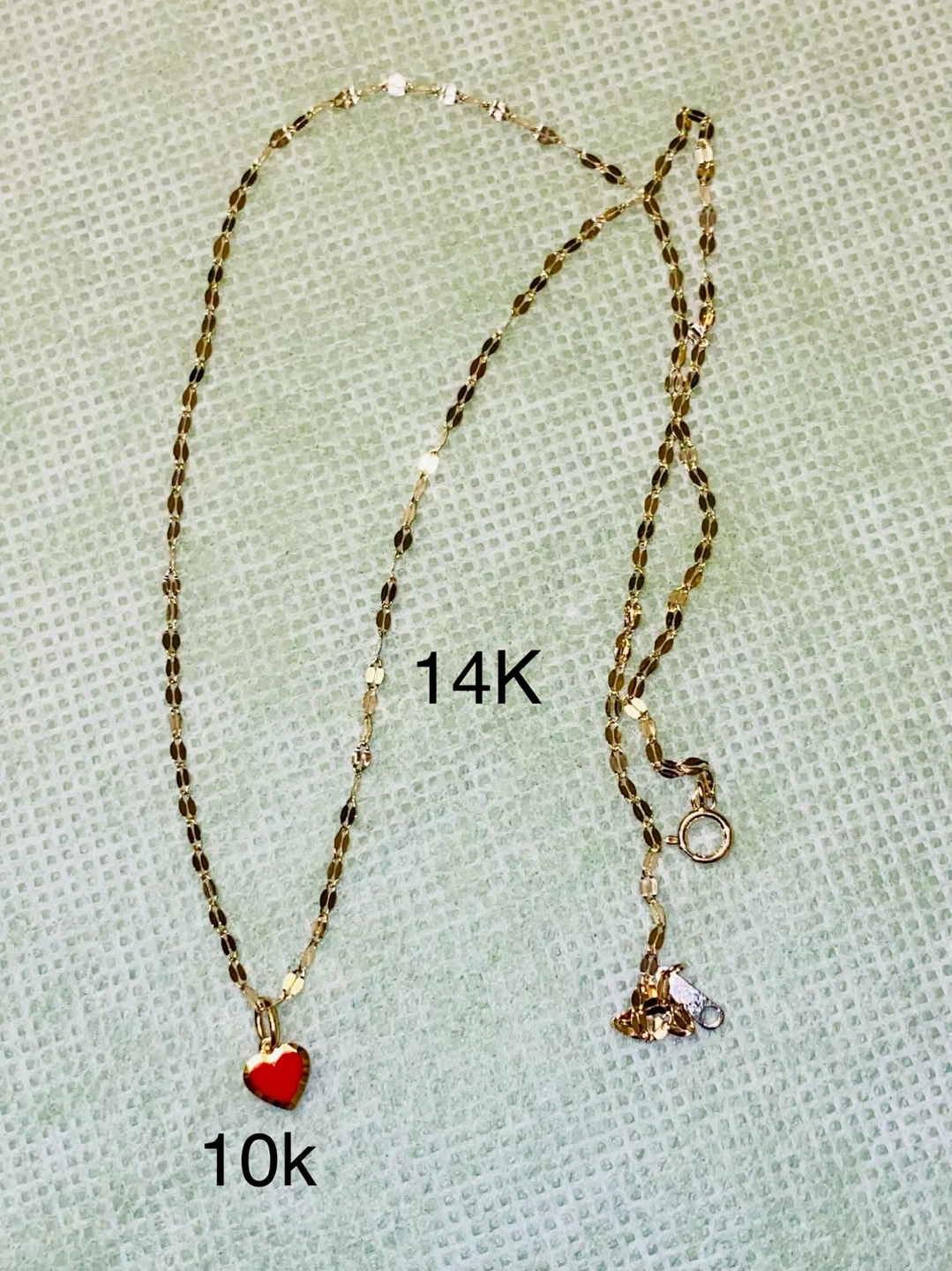 14K Gold Necklace with 10K Heart Pendant - photo 2
