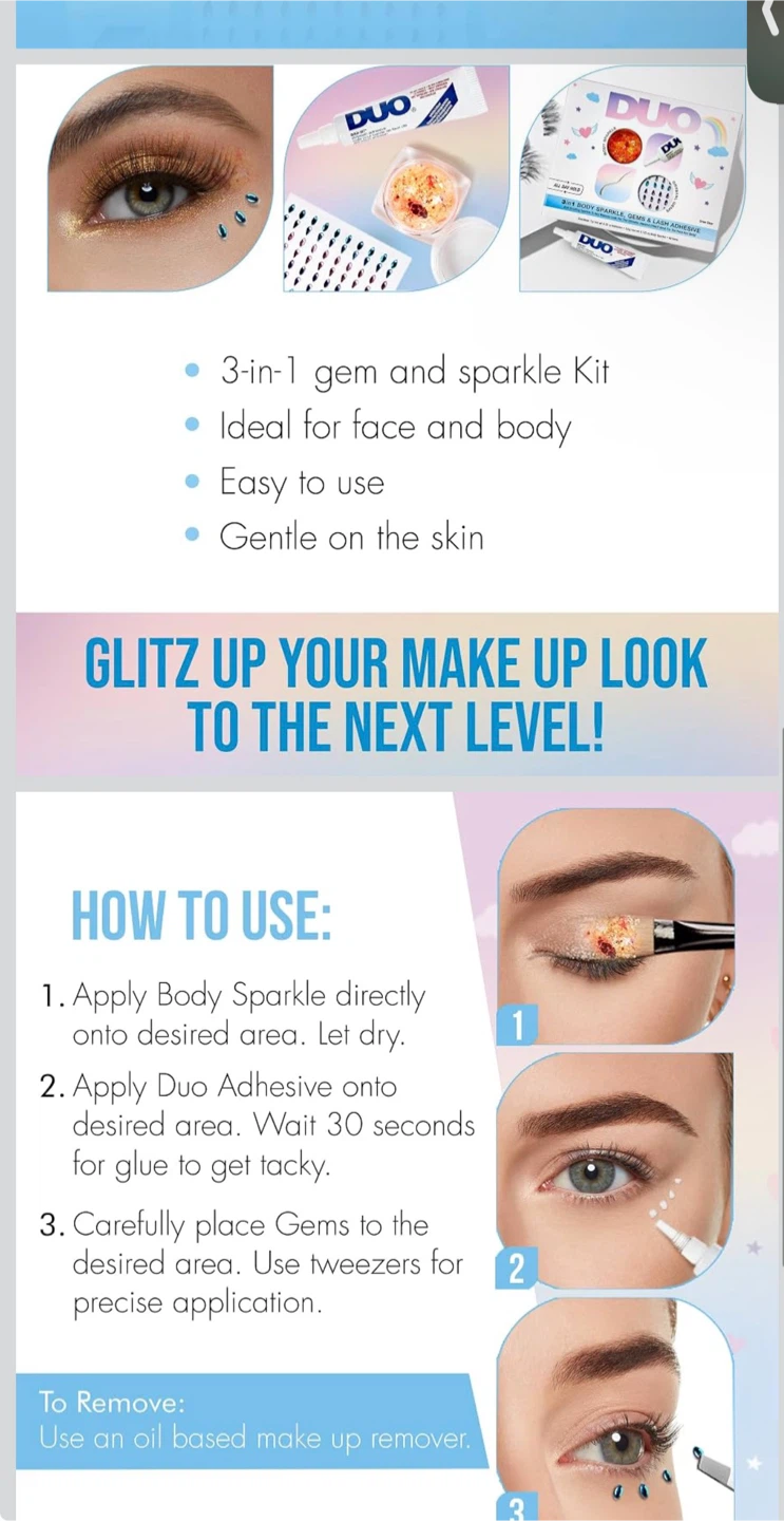 DUO 3-in-1 Body Sparkle, Gems & Lash Adhesive Kit - photo 5