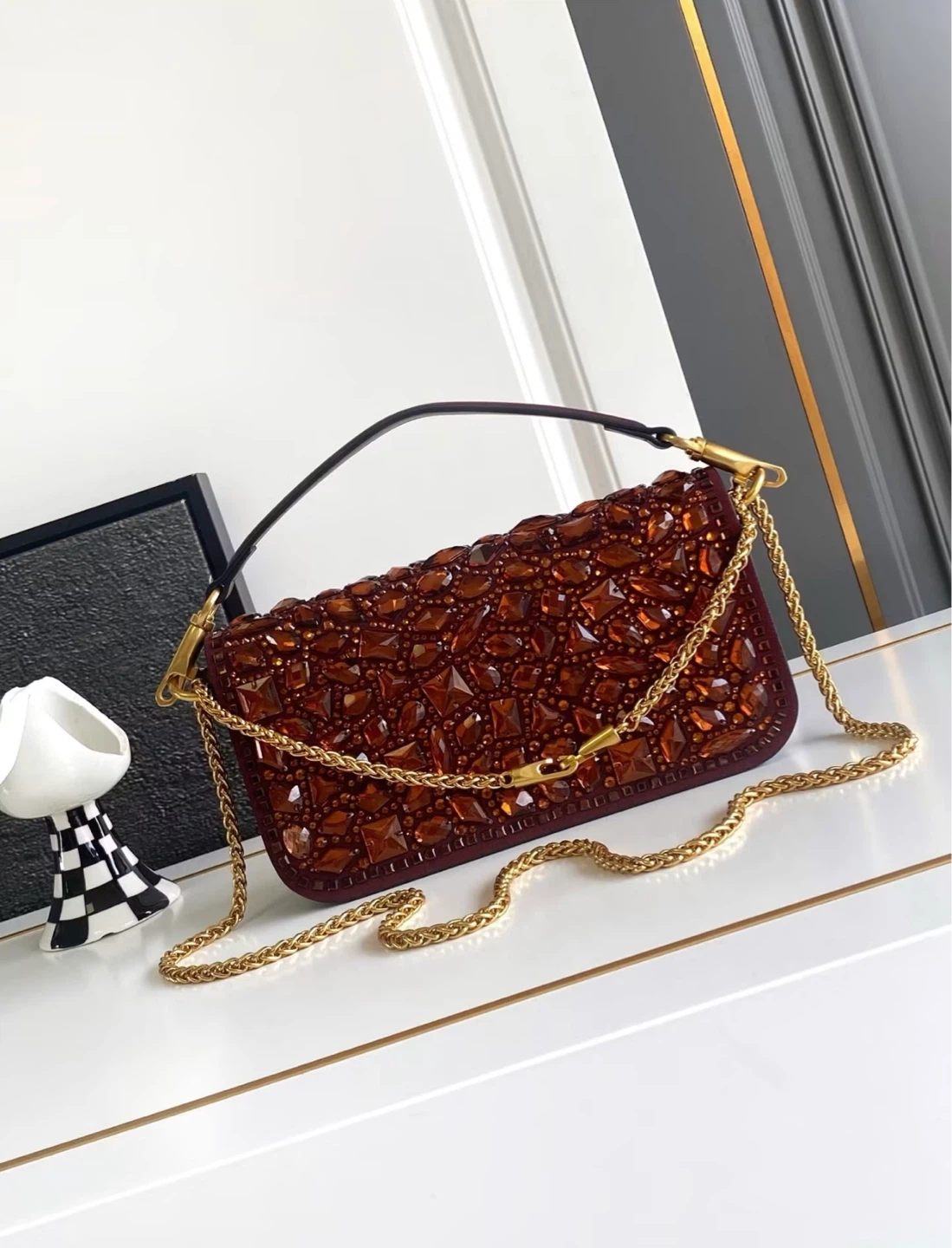 Valentino V Logo Rhinestone Shoulder Bag - photo 2