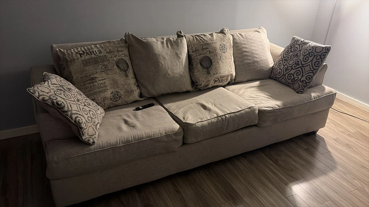 Beige Sofa with Decorative Pillows