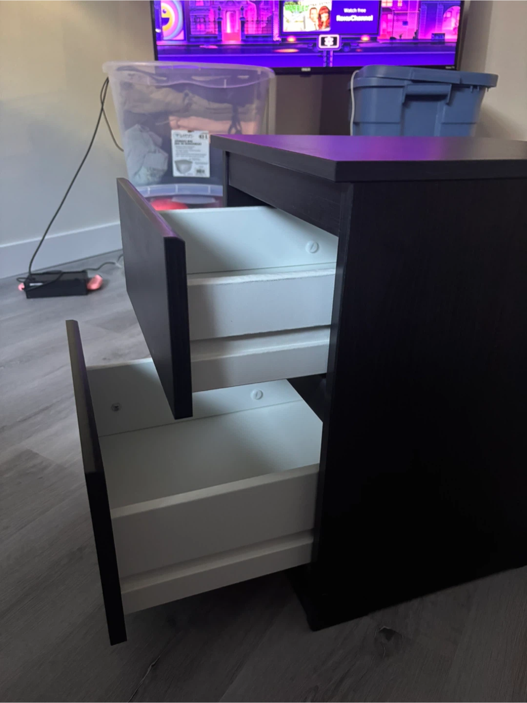 Black 2-Drawer Nightstand