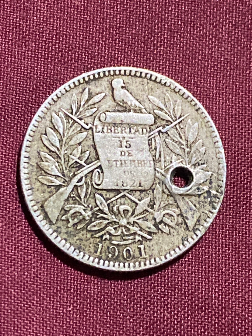 1901 Guatemala 1 Real Coin - photo 2