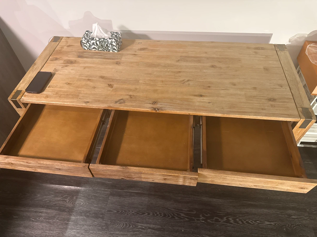 Wooden Desk with Three Drawers - photo 3
