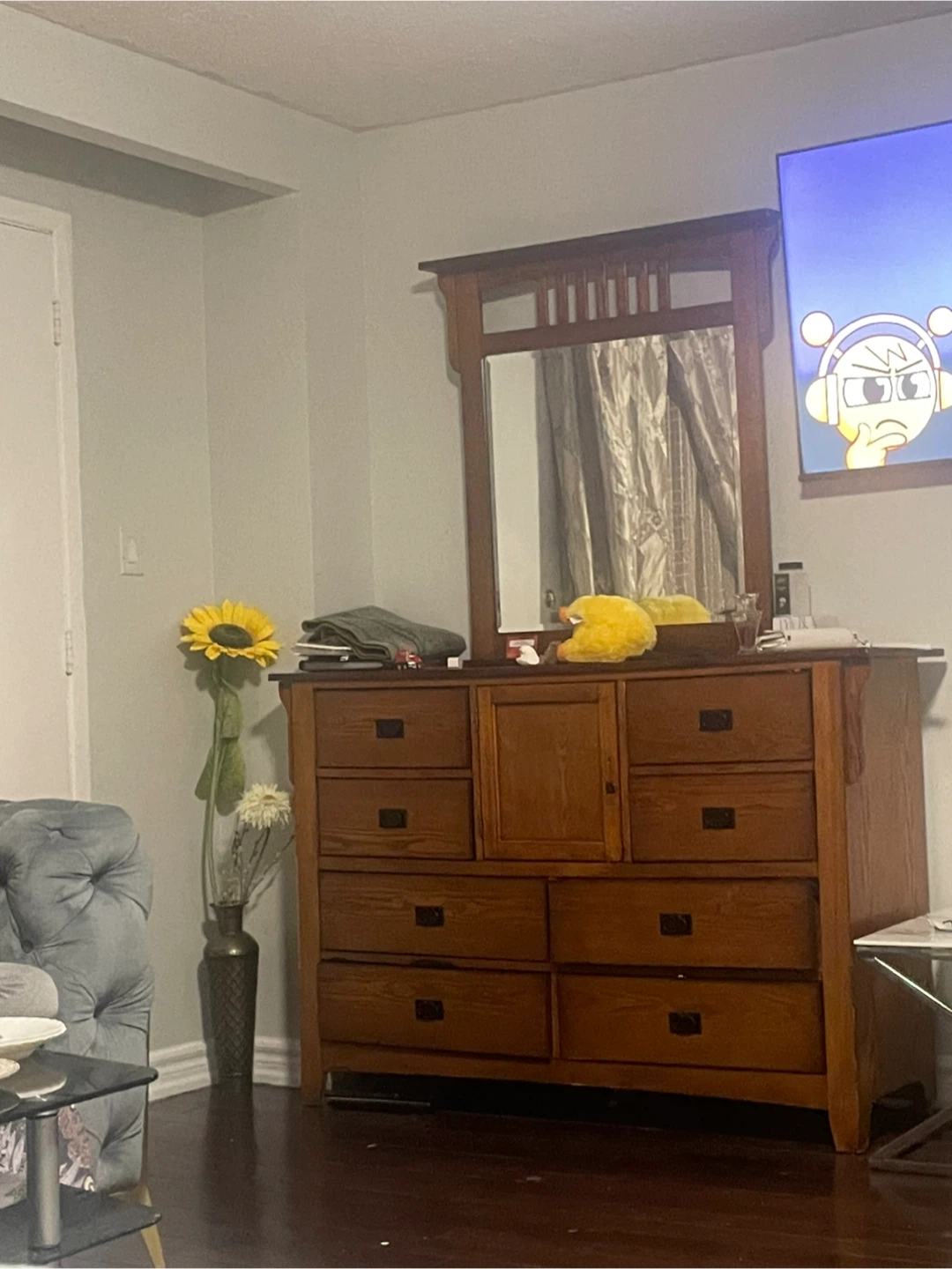 Wooden Dresser with Mirror