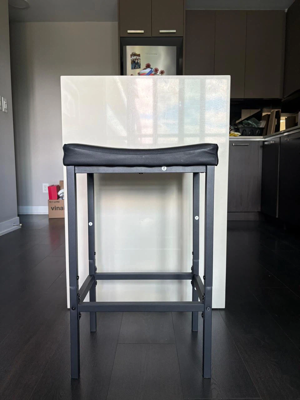 Black Faux Leather Bar Stool - photo 2