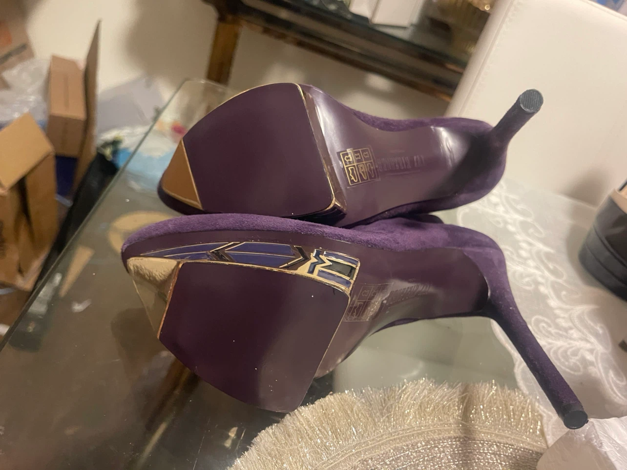 Purple Suede Platform Heels by Miu Miu - photo 2