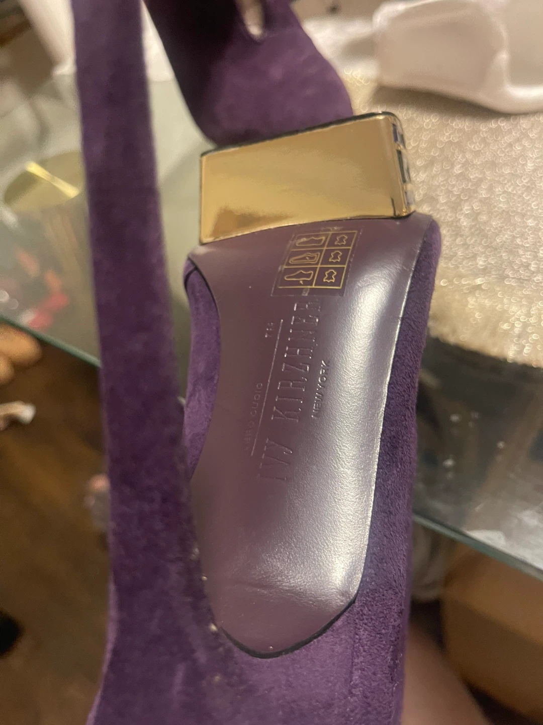 Purple Suede Platform Heels by Miu Miu - photo 3