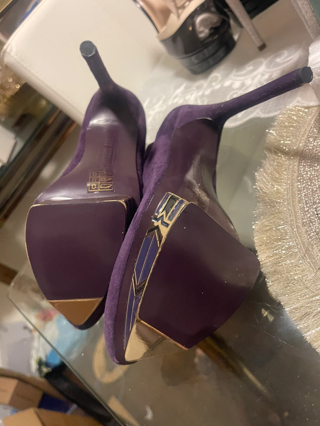 Purple Suede Platform Heels by Miu Miu - photo 4