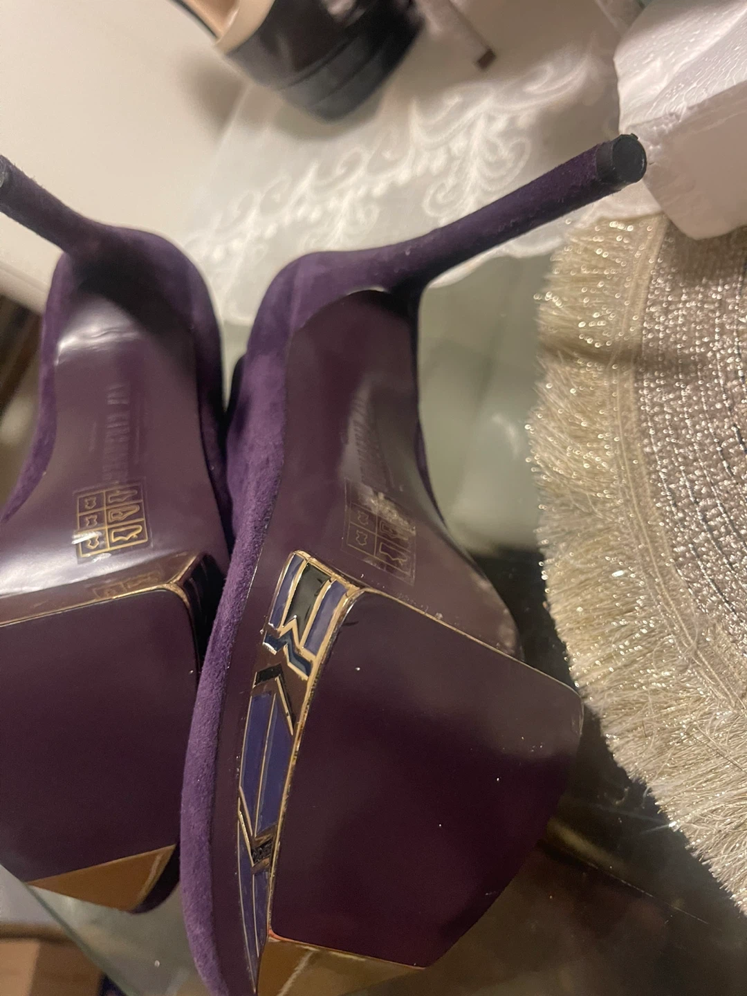 Purple Suede Platform Heels by Miu Miu - photo 5