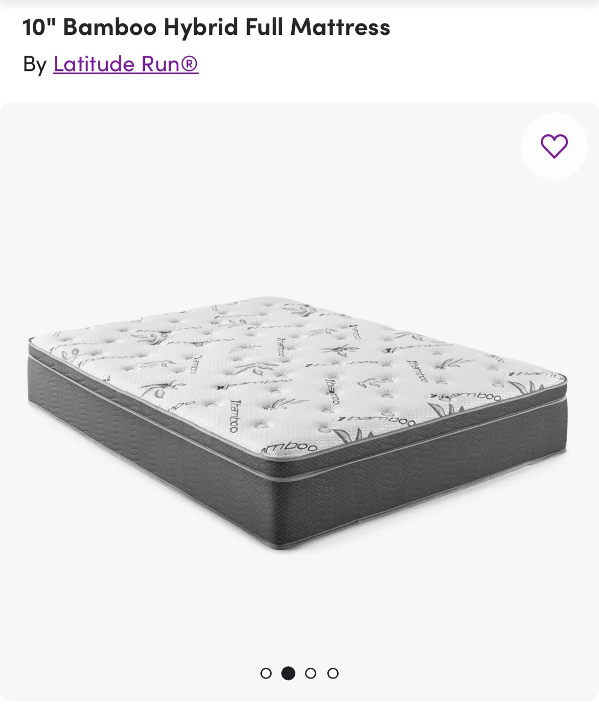 Latitude Run 10" Bamboo Hybrid Full Mattress