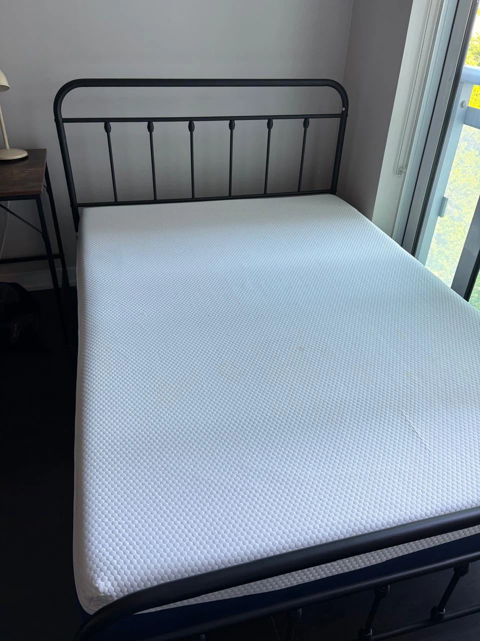 Black Metal Bed Frame with Mattress and pillows - photo 4