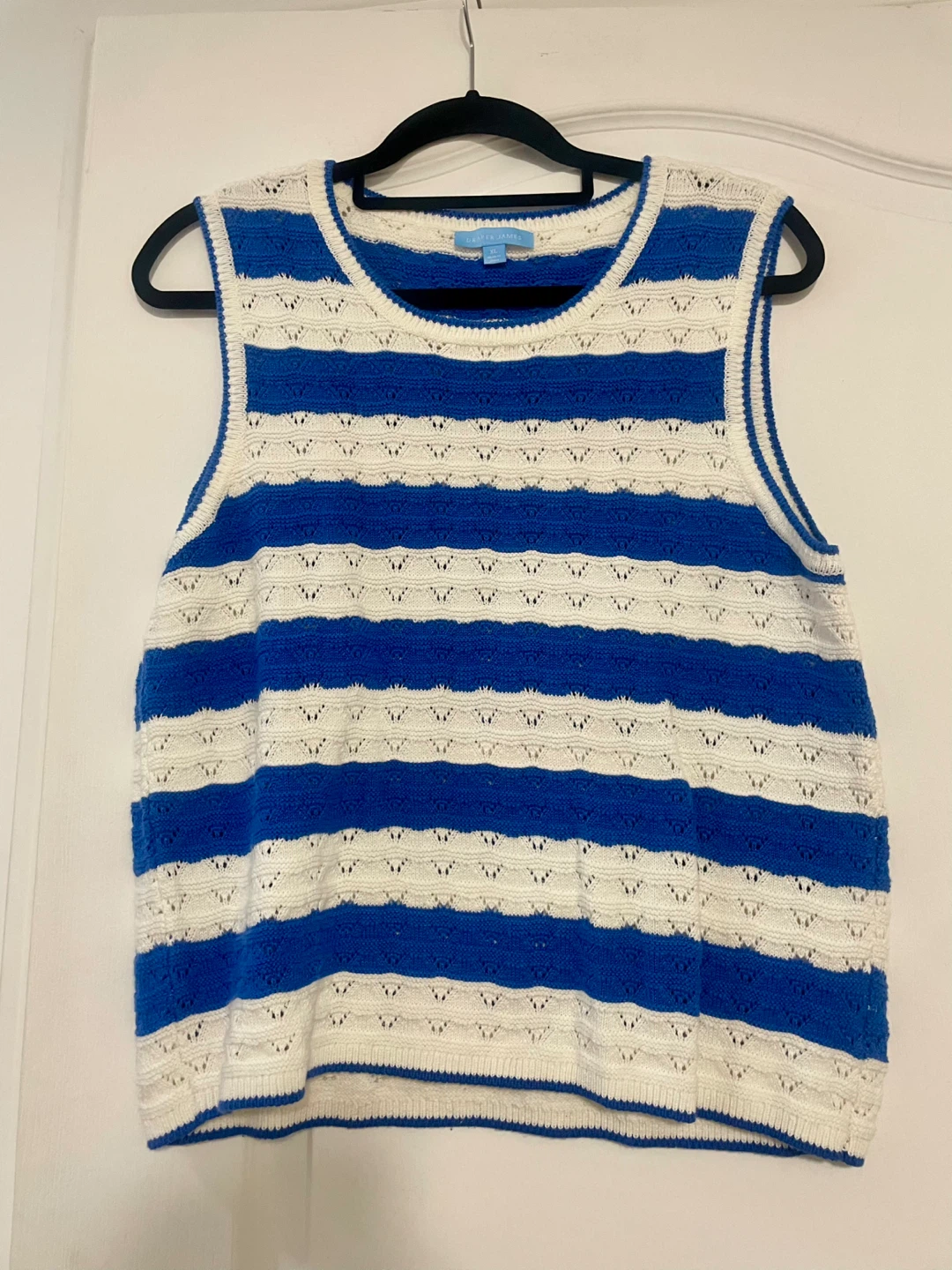 Draper James Blue & White Striped Knit Tank Top XL