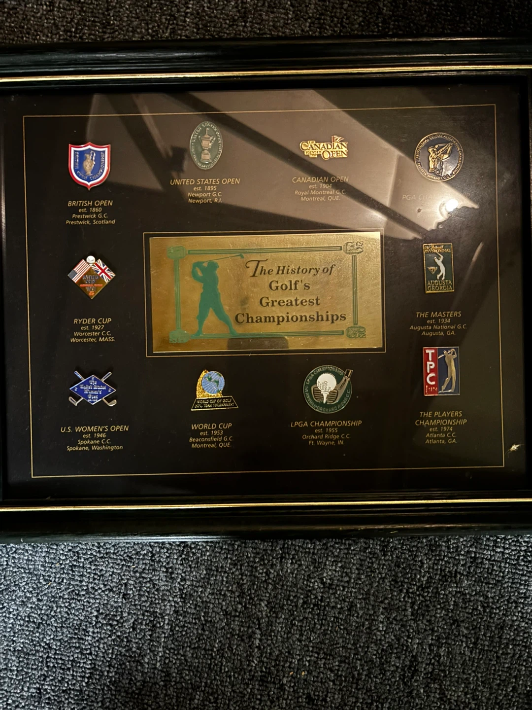 Framed Collection of Golf Championship Pins - photo 2