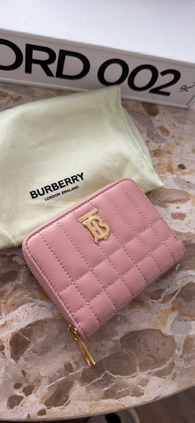 Burberry Quilted Pink Leather Small Zip Wallet