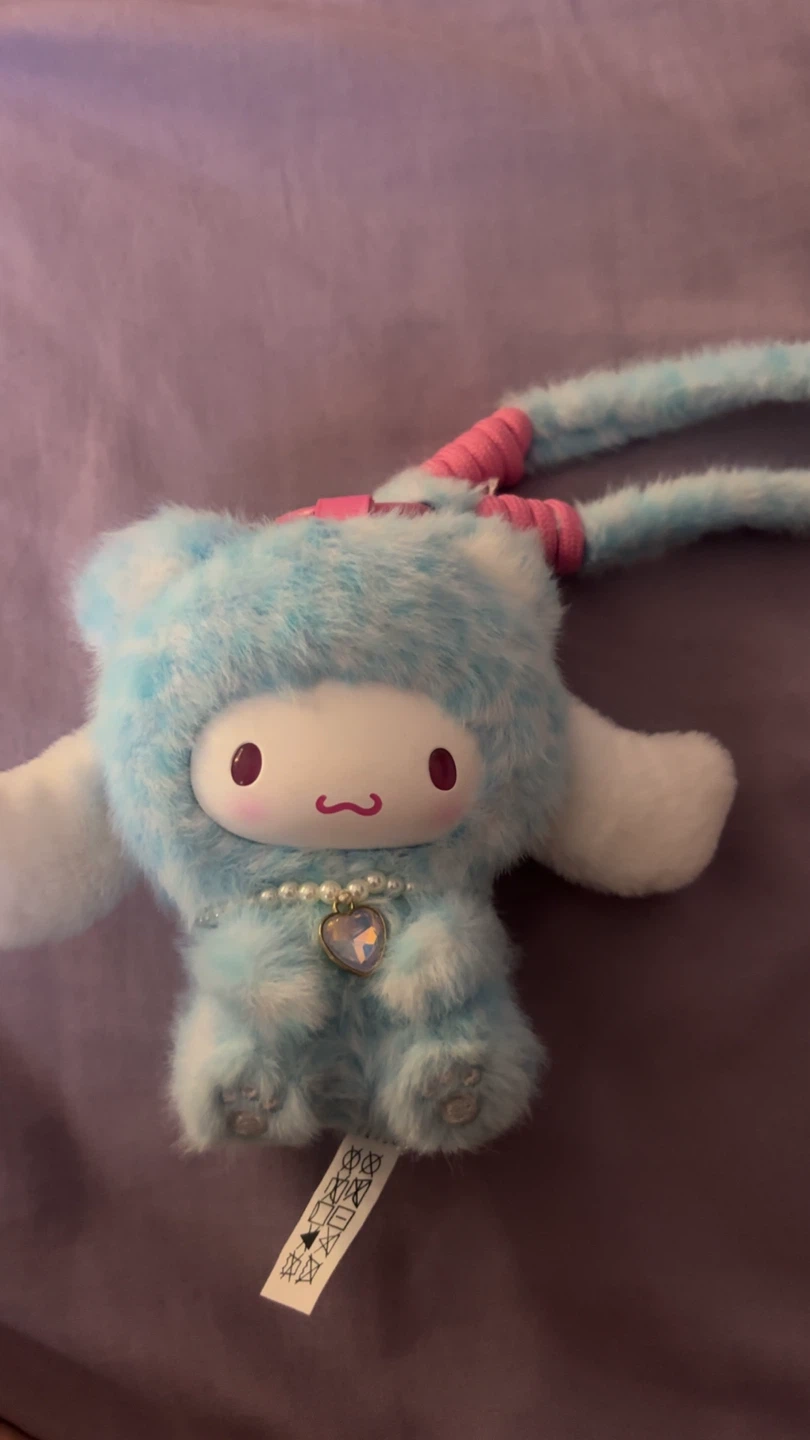 Fuzzy Blue Character Plush Bag