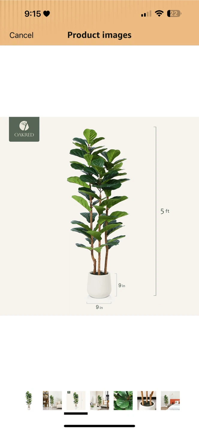Fiddle Leaf Fig Artificial Plant 5 ft - photo 3