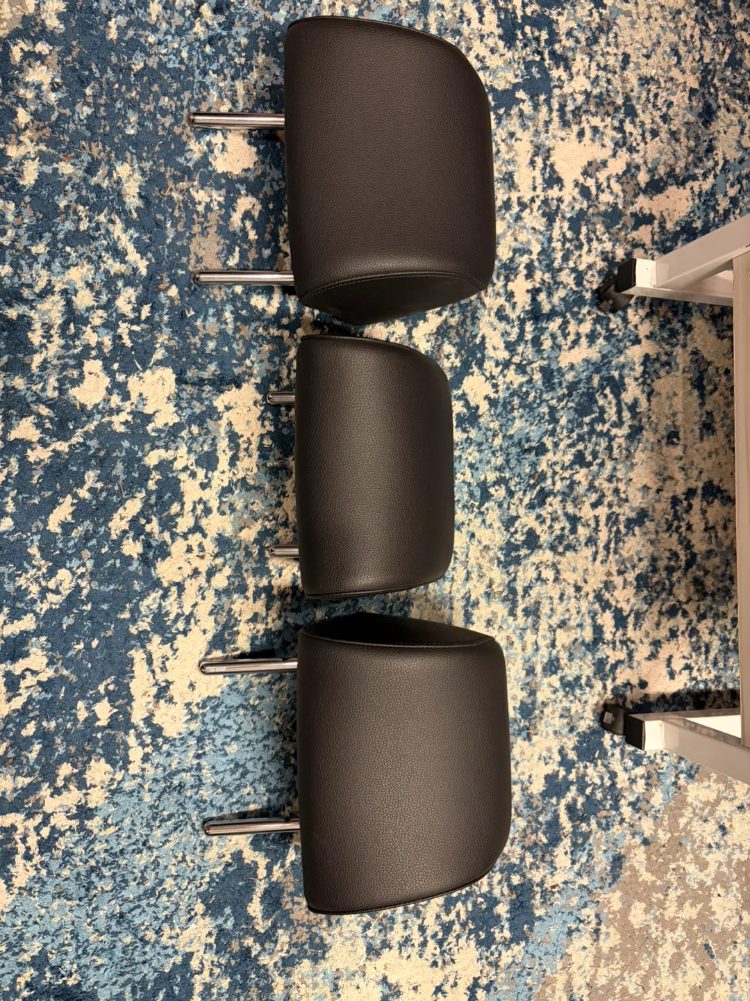 Set of 3 Black Leather Car Headrests