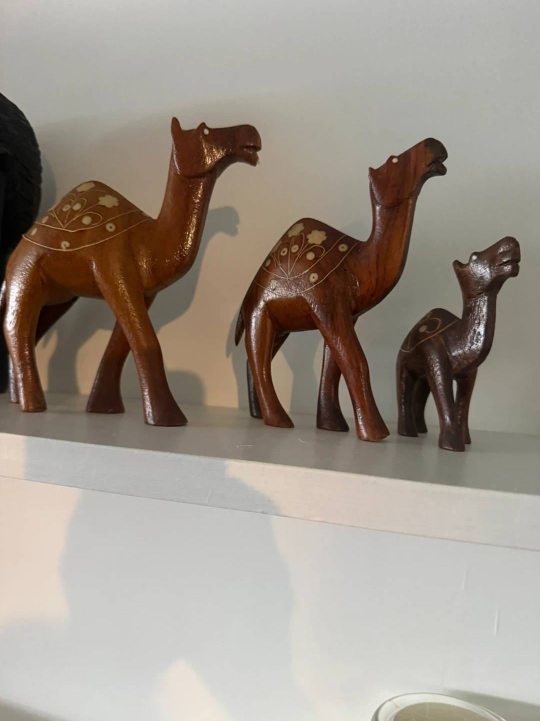 Set of 3 Wooden Camel Figurines