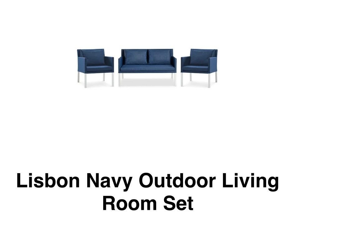 Lisbon Navy Outdoor/Balcony loveseat - photo 2