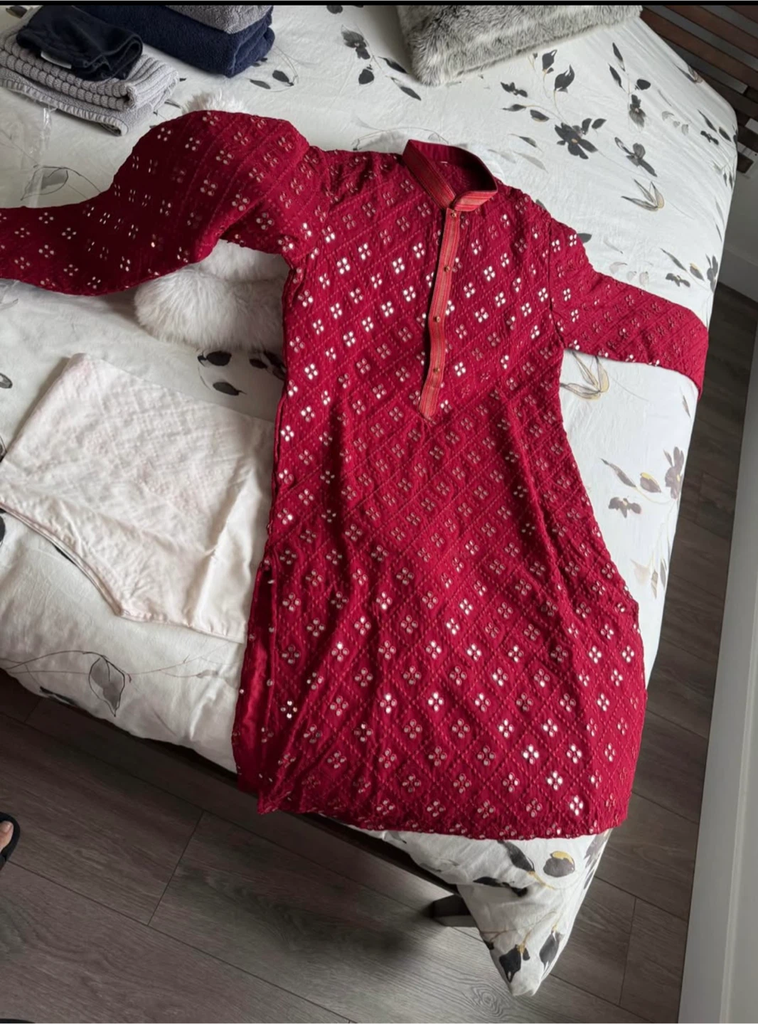 Red Kurta with Pants - photo 3
