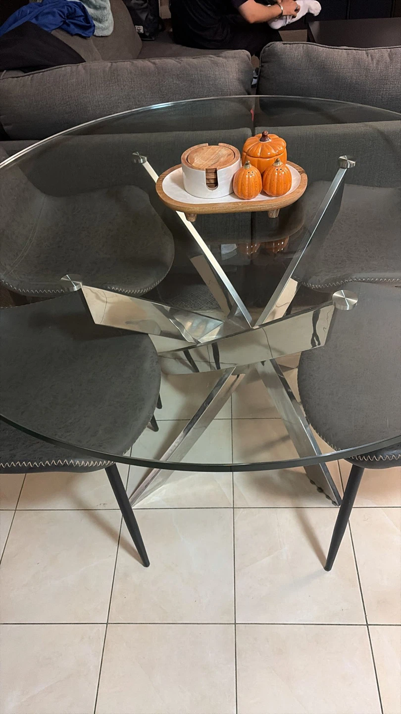 Glass Dining Table with 4 Chairs - photo 2