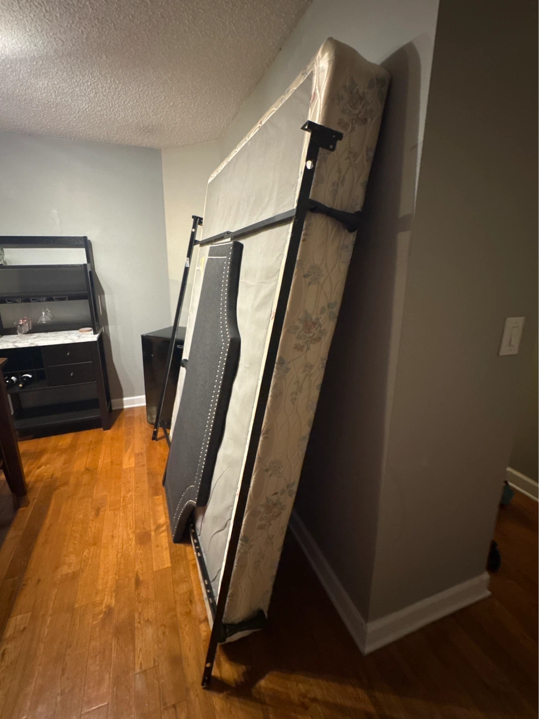 Tufted Upholstered Headboard and Metal Queen Bed Frame - photo 2