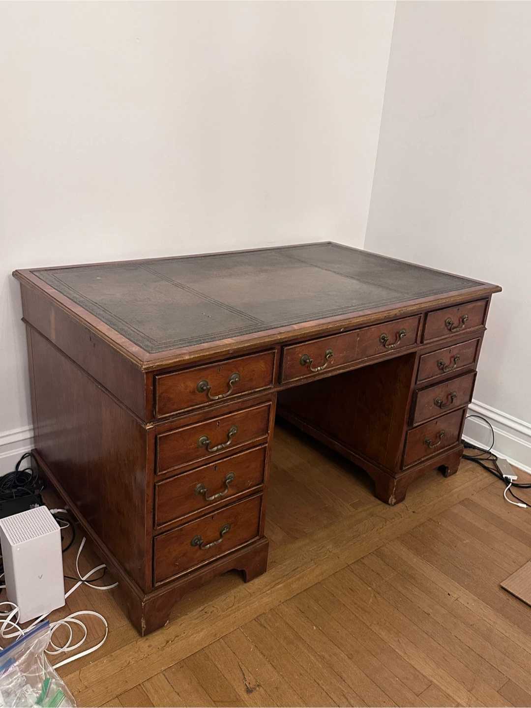 Vintage Leather Top Executive Desk