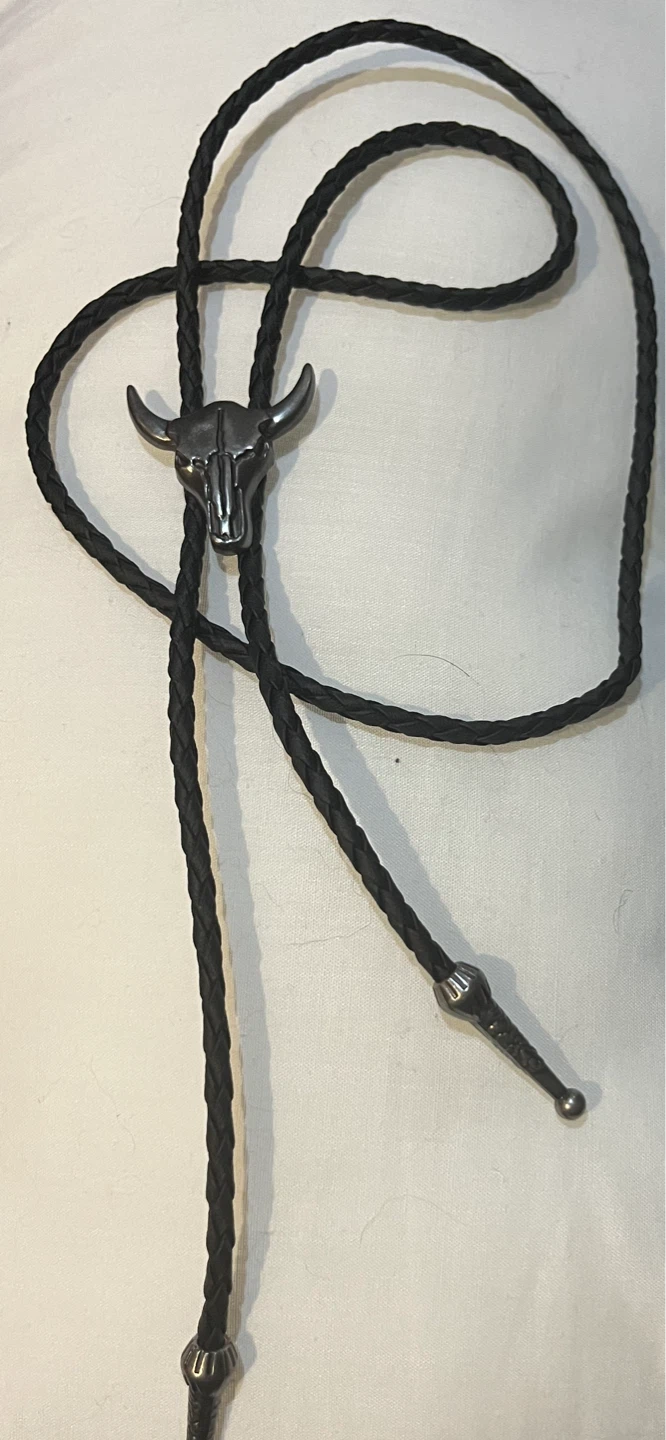 Bolo Tie with Bull Skull Pendant