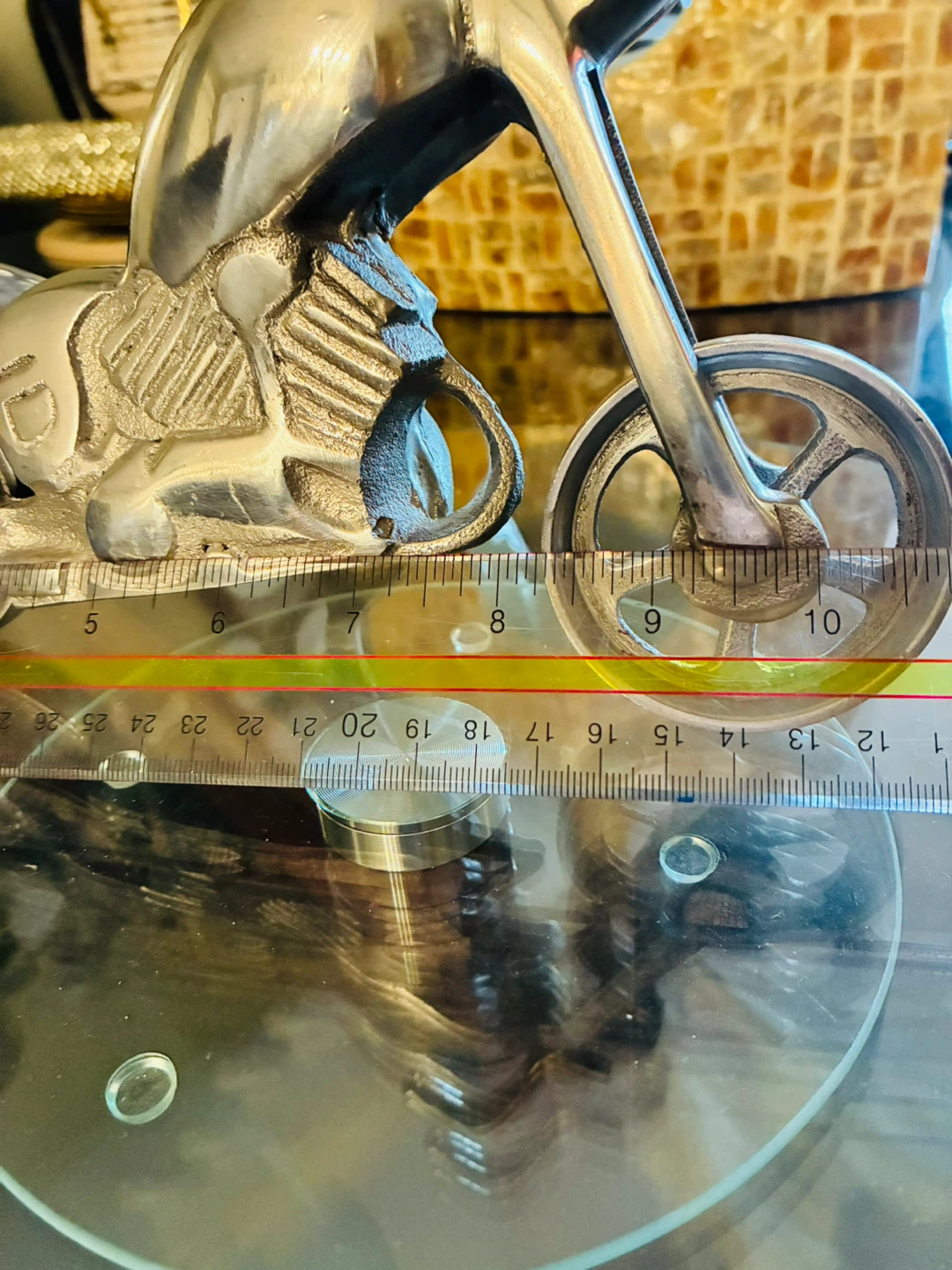 Vintage Cast Aluminum Motorcycle Figurine, Silver Finish - photo 5